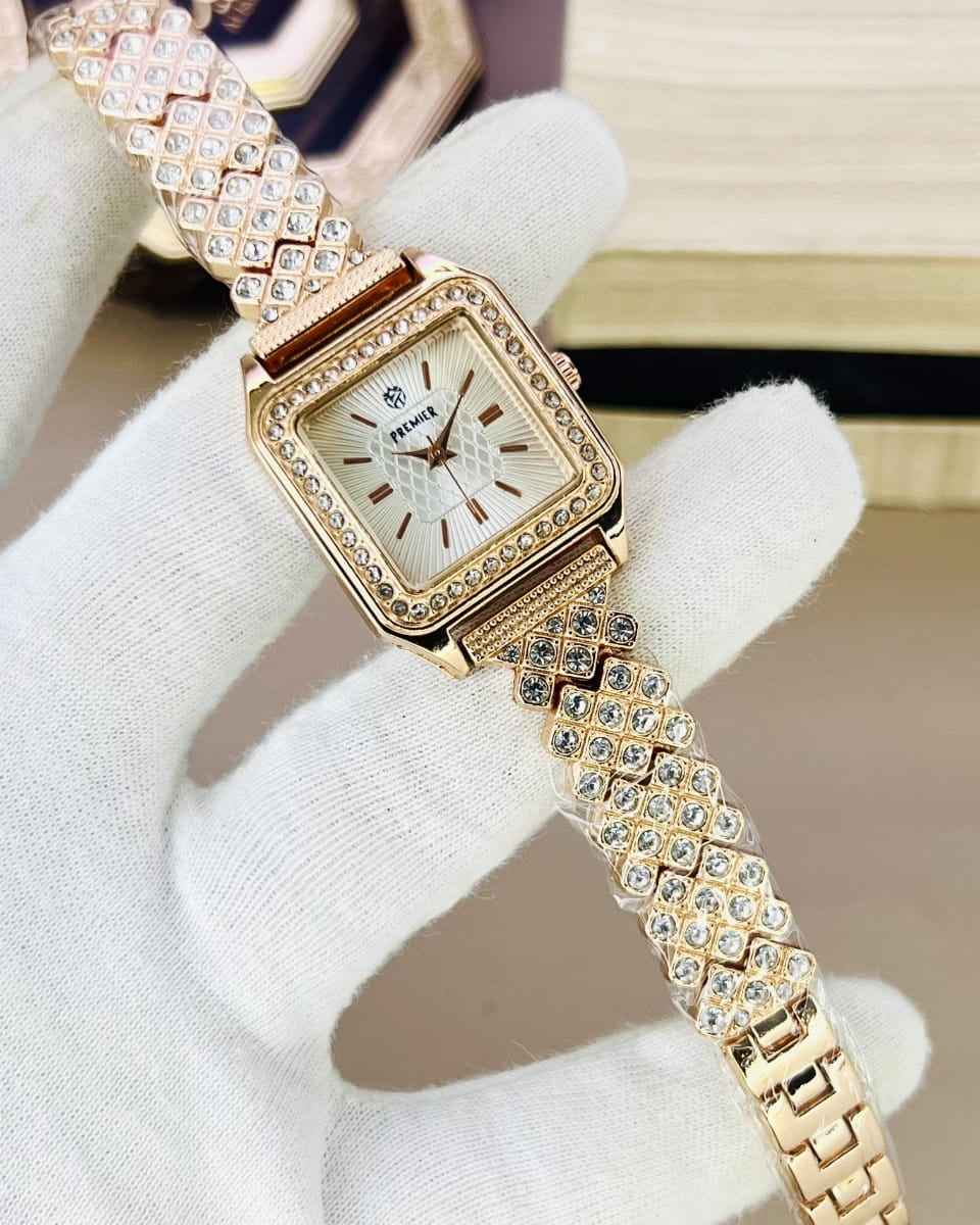 Luxury oversized ladies watch with open brass chain – jewelry-style design in multiple colors from Time Centre's premier collection