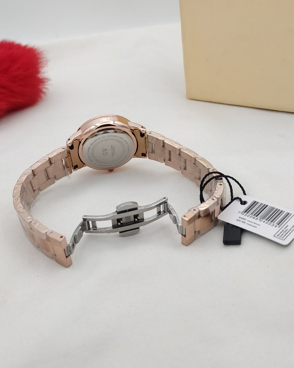 DW Ladies Stainless Steel Butterfly Watch – Elegant silver watch with butterfly motif, Japan quartz movement, and premium stainless steel bracelet – perfect for formal and casual wear.